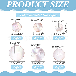 120Pcs 6 Styles Dyed Natural Shell Buttons&nbsp;BUTT-ME0001-42