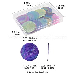 24個 8色スプレー塗装天然カピス貝ペンダント  ディスクチャーム  ミックスカラー  39.5~40x0.5~2mm  穴：1.2~2mm&nbsp;SSHEL-FS0001-05