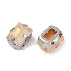 真鍮 ガラス ラインストーン 縫い付けラインストーン  多面カット  長方形  プラチナ  8x7x5.5mm  穴：1mm&nbsp;RGLA-B004-08A-P