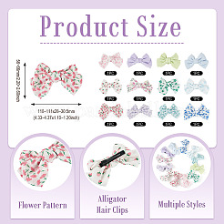 4袋4色の布製蝶結びワニ口ヘアクリップ  ミックスカラー  56~66x110~111x28~30.5mm  1bag /カラー&nbsp;PHAR-TA0001-20