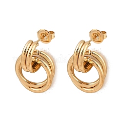 304 Stainless Steel Twist Ring Stud Earrings&nbsp;X-EJEW-P324-05G