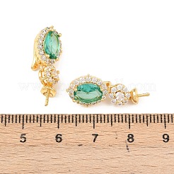 真鍮製キュービックジルコニアオーバルフォールドオーベルクラスプ  ペグベイル付き  片穴パーツ用  18KGP本金メッキ  25x11mm&nbsp;KK-H524-12G