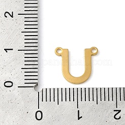 304ステンレススチールチャーム  18KGP本金メッキ  レターチャーム  U字  10x11x1mm  穴：1mm&nbsp;STAS-Z074-04G-U