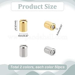 100個2色ラックメッキ真鍮ビーズ  ゴム入り  スライダービーズ  コラム  ミックスカラー  6x4mm  穴：0.5mm  50個/カラー&nbsp;KK-PH0010-40