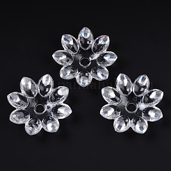 メッキアクリルビーズキャップ  多面カット  花  半分メッキ  ホワイト  37x35x8.5mm  穴：4.9mm&nbsp;OACR-H118-04B