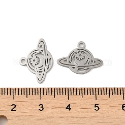変色しない304ステンレススチールペンダント  レーザー切断  惑星のチャーム  ステンレス鋼色  12.5x17x1mm  穴：1.5mm&nbsp;STAS-J042-26P