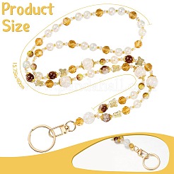Butterfly Glass & Acrylic Beads ID Card Holders Neck Strap Chain&nbsp;HJEW-SZ00089