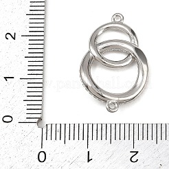真鍮マイクロパヴェクリアキュービックジルコニアリンクコネクタチャーム  リング形状  プラチナ  24.5x13x2.8mm  穴：1.2mm&nbsp;LS-KK-K413-05P