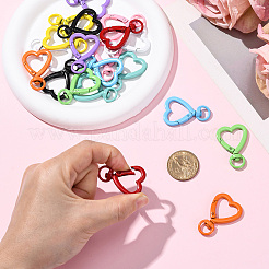 20Pcs 10 Colors Heart Spray Painted Alloy Swivel Clasps&nbsp;FIND-SC0017-39
