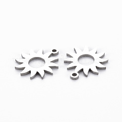 変色しない201ステンレススチールペンダント  切る  太陽  ステンレス鋼色  16.5x14x1mm  穴：1.4mm&nbsp;STAS-Q240-068P