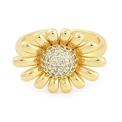 Brass Micro Pave Cubic Zirconia Cuff Rings&nbsp;RJEW-U030-03G-02