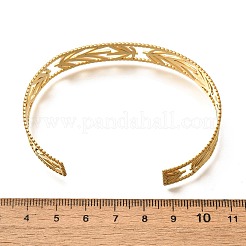 女性用 304 ステンレススチール オープンカフバングル  葉  内径：2-5/8x1-7/8インチ（6.8x4.7cm）&nbsp;LS-BJEW-Z083-02G-03