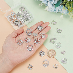 40pcs10スタイルアロイラインストーンペンダント  プラチナトーン  空洞のハートは愛を魅了する  クリスタル  13.5~20.5x14.5~23x1.5~4mm  穴：1.5~2.7mm  4個/スタイル&nbsp;ALRI-AR0001-09