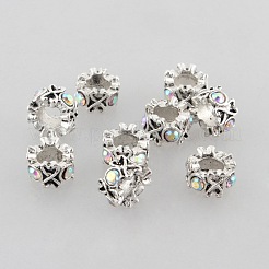 Antique Silver Zinc Alloy Ring Rhinestone Large Hole Beads&nbsp;ALRI-L009-M