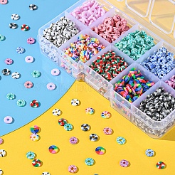 手作り樹脂粘土ビーズ連売り  ジュエリー工芸用品のDIY用  ヒシビーズ  ディスク/フラットラウンド  ミックスカラー  6mm  穴：1.8~2mm  約200PCS /カラー&nbsp;CLAY-YW0001-46