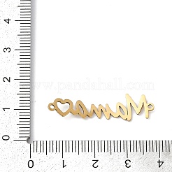 母の日 201 ステンレススチールコネクタチャーム  ワードママハートリンク  18KGP本金メッキ  9x33.5x3mm  穴：1.4mm&nbsp;LS-STAS-F316-38G