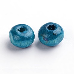 染色天然木ビーズ  ラウンド  ダークターコイズ  4~5x3mm  穴：1.2mm  約37340個/1000g&nbsp;WOOD-S614-8-LF