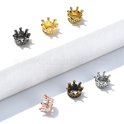 30個6色チベット風合金ビーズ  クラウン  ミックスカラー  10.5x7mm  穴：6mm  5個/カラー&nbsp;TIBEB-YW0001-28