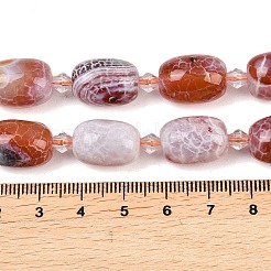 ファイヤーアゲートクラックルビーズ連売り  染め＆加熱  バレル  シードビーズで  チョコレート  15.5~16x11.5~12mm  穴：1.2~1.4mm  約19個/連  15.55''~15.75''（39.5~40センチメートル）&nbsp;G-K393-G02-12x16