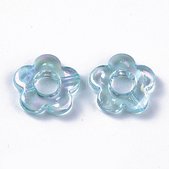 透明なアクリルビーズフレーム  ABカラーメッキ  花  ミックスカラー  18x18.5x4mm  穴：1.6mm&nbsp;X-TACR-Q270-008