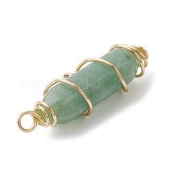 Natural Green Aventurine Copper Wire Wrapped Pointed Pendants&nbsp;PALLOY-JF02462-04