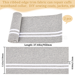袖口用ポリエステル弾性リブ生地  ウエストバンド ネックライン カラートリム  ライトグレー  950x140x1.5mm&nbsp;DIY-WH0028-96C