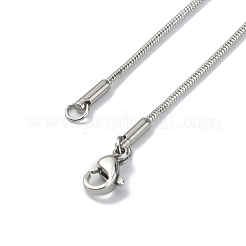 304 Stainless Steel Round Snake Chain Necklace for Men Women&nbsp;NJEW-WH0002-15B-P