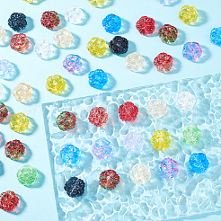 透明ガラスビーズ  花  ミックスカラー  15x15.5x7mm  穴：1~1.2mm  10個/セット&nbsp;GLAA-GA0002-12
