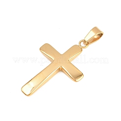 304ステンレスペンダント  クロスチャーム  PVD真空メッキ  長持ちメッキ  ゴールドカラー  33.5x21.5x3.5mm  穴：7x4.5mm&nbsp;STAS-B137-14G