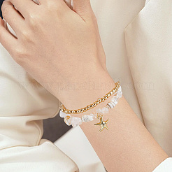 6Pcs Adjustable Waxed Cotton Cord Braided Bead Bracelets and Natural Quartz Crystal Bead Bracelets Sets&nbsp;BJEW-SC0001-53