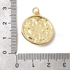 真鍮製の樹脂ペンダント  ナザールボンジュウチャーム付きフラットラウンド  長持ちメッキ  ラックめっき  鉛フリー＆カドミウムフリー  18KGP本金メッキ  24x21x4.5mm  丸カン：5x0.8ミリ  3.4mm内径&nbsp;KK-H267-088G