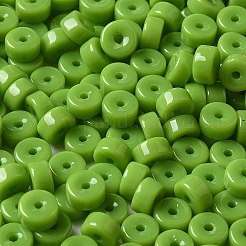 不透明色のガラスシードビーズ  コラム  芝生の緑  6x3mm  穴：1.4mm  約2027個/ポンド&nbsp;SEED-E001-P3x6mm-01