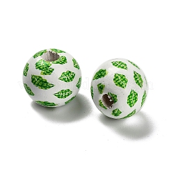 聖パトリックの日シリーズ プリントされたシマウッドヨーロピアンビーズ  リップ  15.5~16x15mm  穴：4mm&nbsp;WOOD-V002-01A