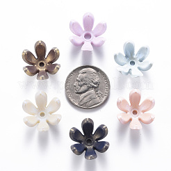 6ペタルスプレー塗装アクリルビーズキャップ  花  ミックスカラー  19x17.5x10mm  穴：2~3mm&nbsp;X-MACR-S373-47J