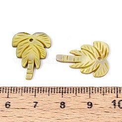 天然淡水貝の彫刻ペンダント  ココナッツツリーチャーム  染め  緑黄  18~21x14.5~15.5x1.5~2.5mm  穴：1.5mm&nbsp;SHEL-N038-23E