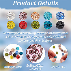 100Pcs 10 Colors Polymer Clay Pave Rhinestone Beads&nbsp;RB-OC0001-07