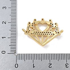 Rack Plating Brass Micro Pave Clear Cubic Zirconia Heart Crown Connector Charms&nbsp;KK-A234-060G