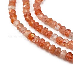 天然石サンストーンビーズ連売り  多面カット  ロンデル  4x3mm  穴：0.7mm  約132個/連  15.35インチ（39cm）&nbsp;G-L597-B02-02