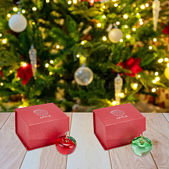 2個 2色 アップルガラス ホームオーナメント  合金エナメルパーツ  クリスマスの家の車のディスプレイの装飾  ミックスカラー  49~50.5x51mm  1pc /カラー&nbsp;DJEW-NB0001-31