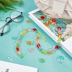700本7色透明アクリルリンキングリング  クイックリンクコネクター  アズキチェーン製造用  オーバル  ミックスカラー  15.5x11x6mm  内径：4.5x10.5mm  100個/カラー&nbsp;TACR-FH0001-08