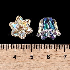 透明なアクリルビーズ  UVメッキ 虹色  花  透明  13x14.5x12mm  穴：1mm&nbsp;MACR-K358-02