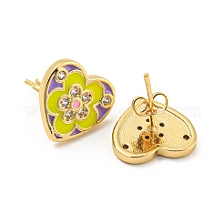 Heart Real 18K Gold Plated Brass Stud Earrings&nbsp;EJEW-L269-068G