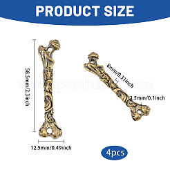 ヴィンテージ真鍮コネクターチャーム4個  骨の形状リンク  58x13.5x8.5mm  穴：2.5mm&nbsp;KK-CA0003-80B