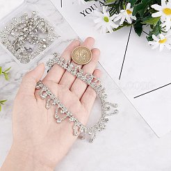クリスタルガラスラインストーンシューズチェーン2個  真鍮靴チャームチェーン  合金のパーツと  DIYシューズ用  プラチナ  284x10~21x4mm&nbsp;FIND-NB0002-33