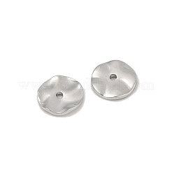 真鍮製スペーサービーズ  ウェーブフラットラウンド  プラチナメッキ  8x1.2mm  穴：1mm&nbsp;KK-D375-19P
