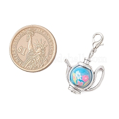 Teapot Handmade Polymer Clay & Tibetan Style Alloy Pendant Decorations&nbsp;HJEW-JM03544