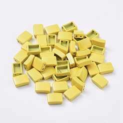 スプレー塗装合金マルチ連リンク  タイル弾性ブレスレット作り用  長方形  緑黄  11.3x8x4mm  穴：0.8mm&nbsp;PALLOY-G268-B-016