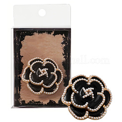 Flower Alloy Enamel & Plastic Pearl Clips&nbsp;AJEW-WH20130-221A-01