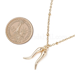 Alloy Double Italian Horn Pendant 304 Stainless Steel Satellite Chain Necklaces&nbsp;NJEW-JN05563