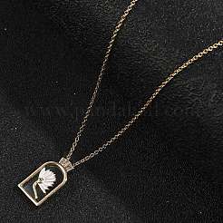 Arch with Flower Brass Enamel Pendant Necklaces&nbsp;LS-NJEW-H051-06G